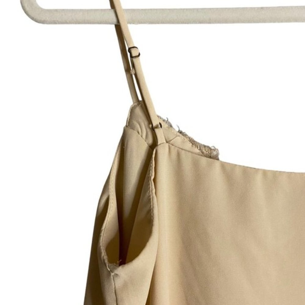 Socialite Women's Beige Lace Trimmed Cami Tank Top - Picture 3 of 5